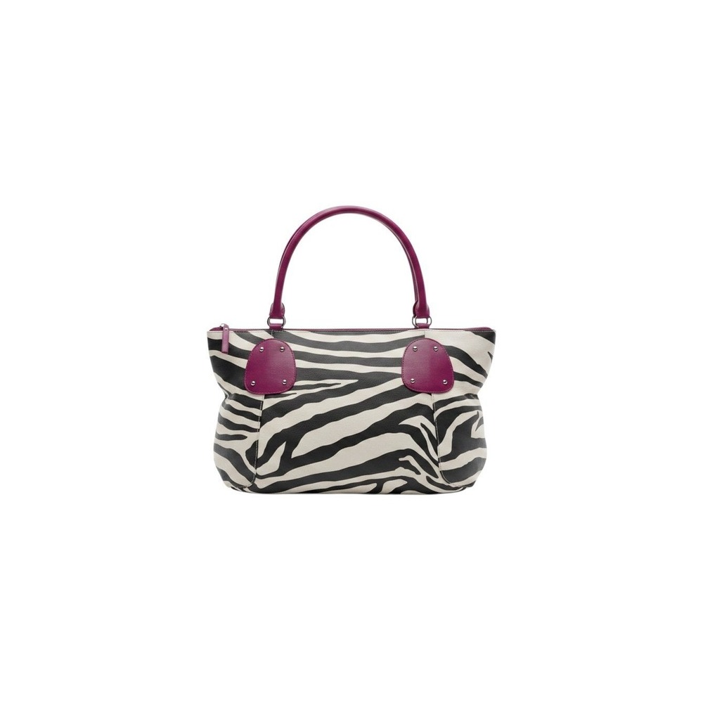 Alyssa Handbag Womens Medium Black White Zebra Print NWT Magenta Trim Tote Bag